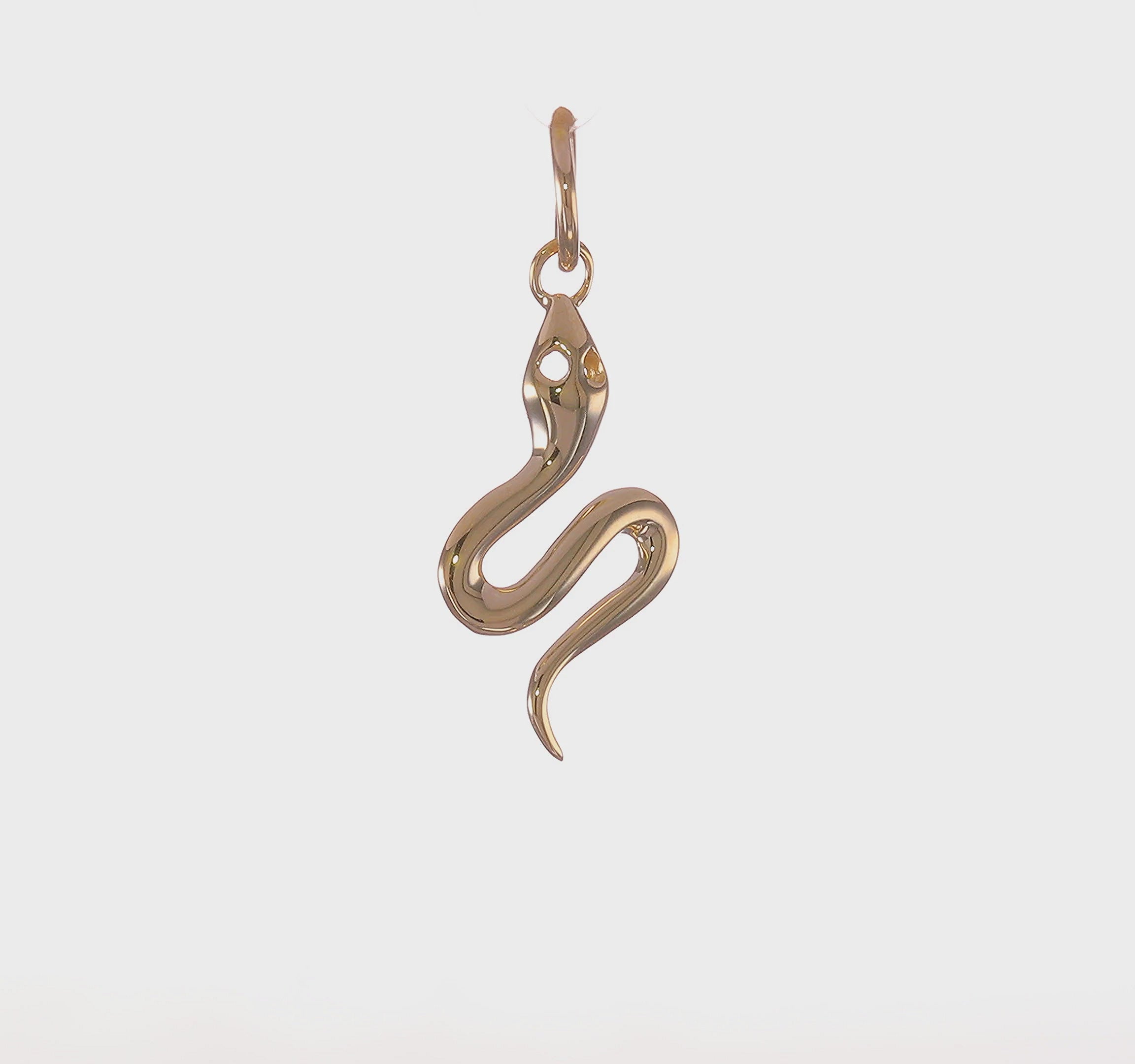 Solid Gold High Polished Snake Pendant, 21x9mm