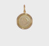 14K Real Yellow Solid Gold St Christopher Medal Round Pendant 16mm