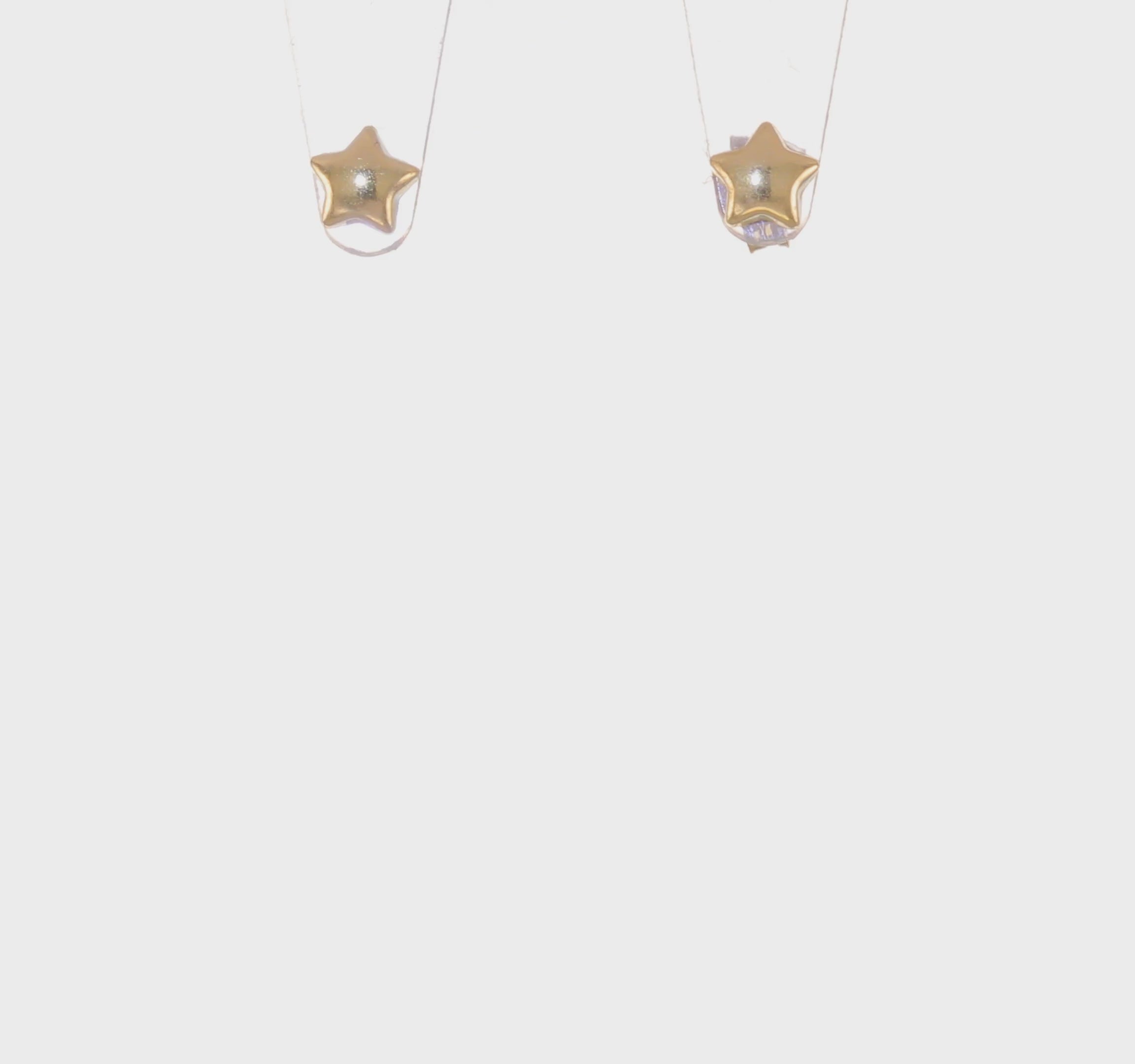 14k Real Yellow Gold Star Stud Small Earrings
