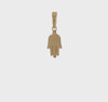 14K Yellow Gold Hamsa Hand Charm Pendant, 18mm x 7mm