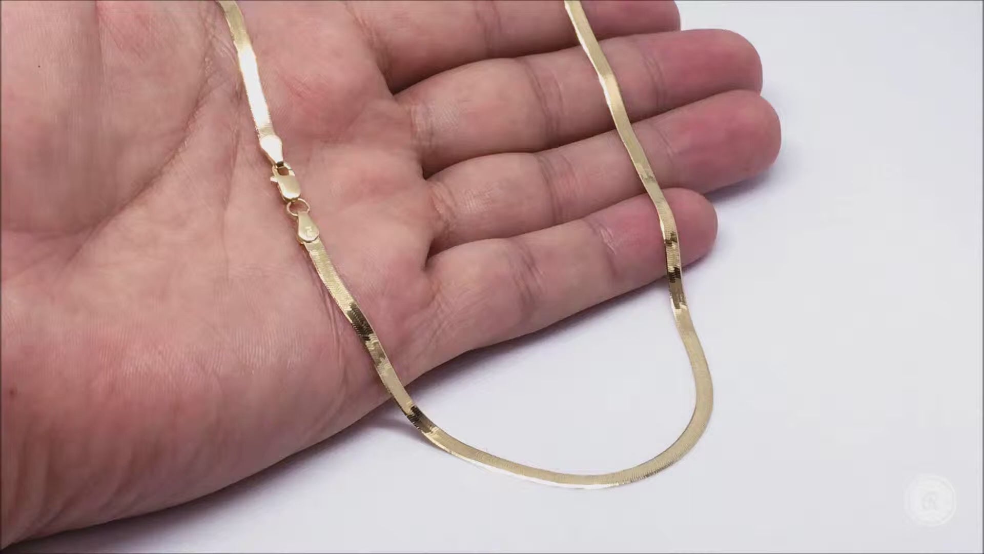 Sterling Silver Gold Plated Herringbone Chain Necklace