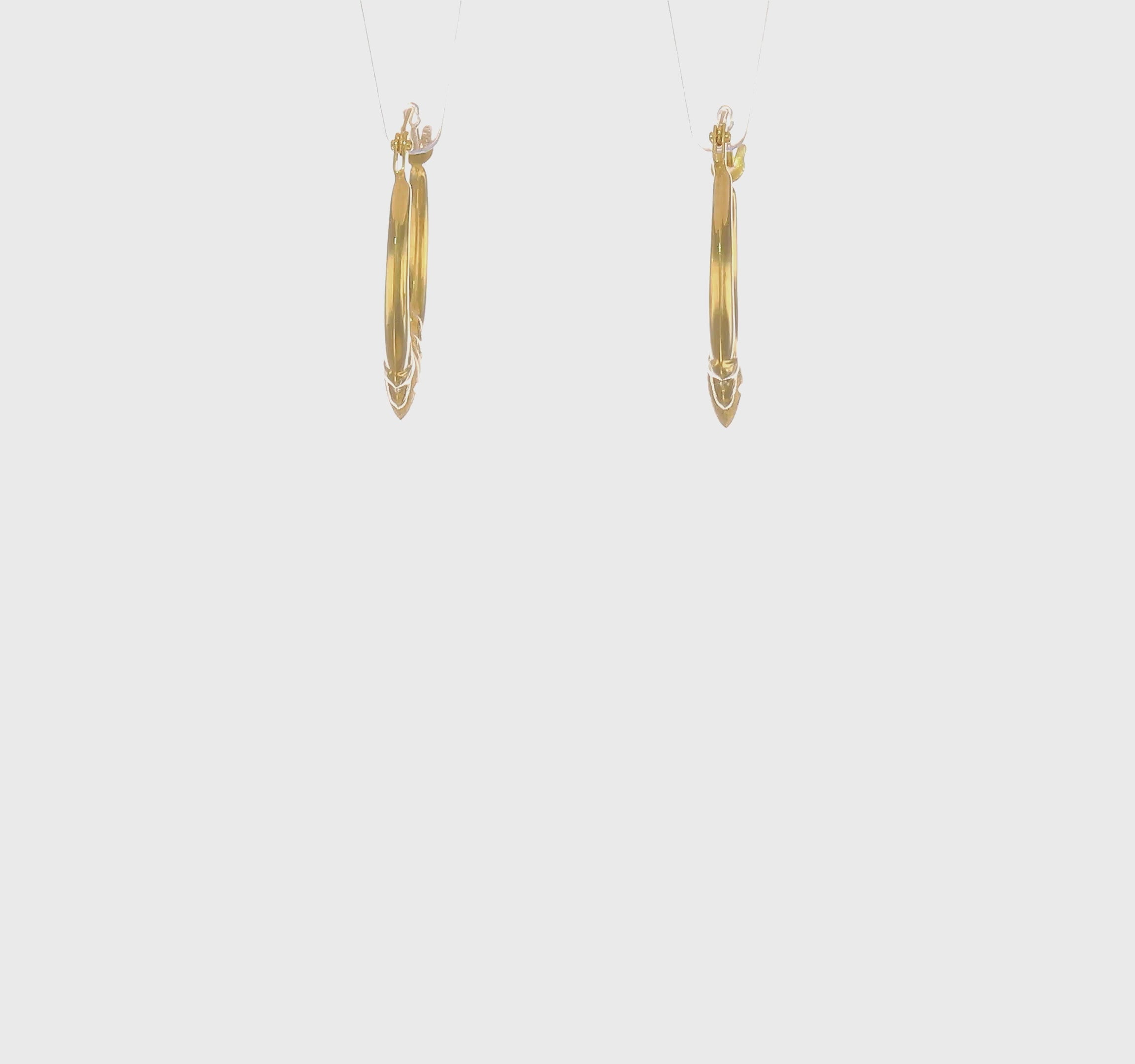 14K Real Yellow Gold Heart Design Hoop Earrings, 17mmx17mm