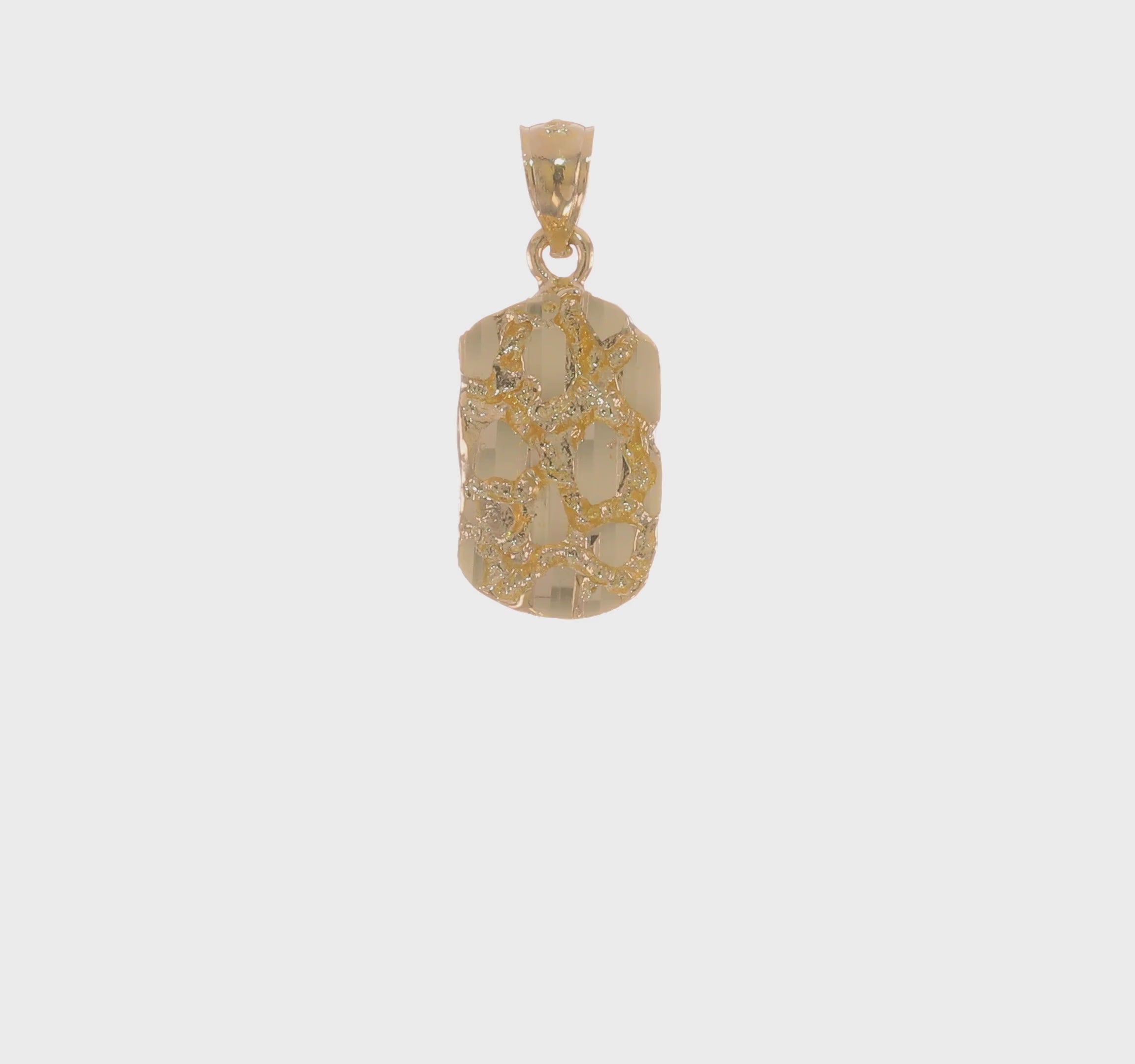 14k Real Yellow Gold Diamond-Cut Nugget Pendant Charm 1 Inch Length