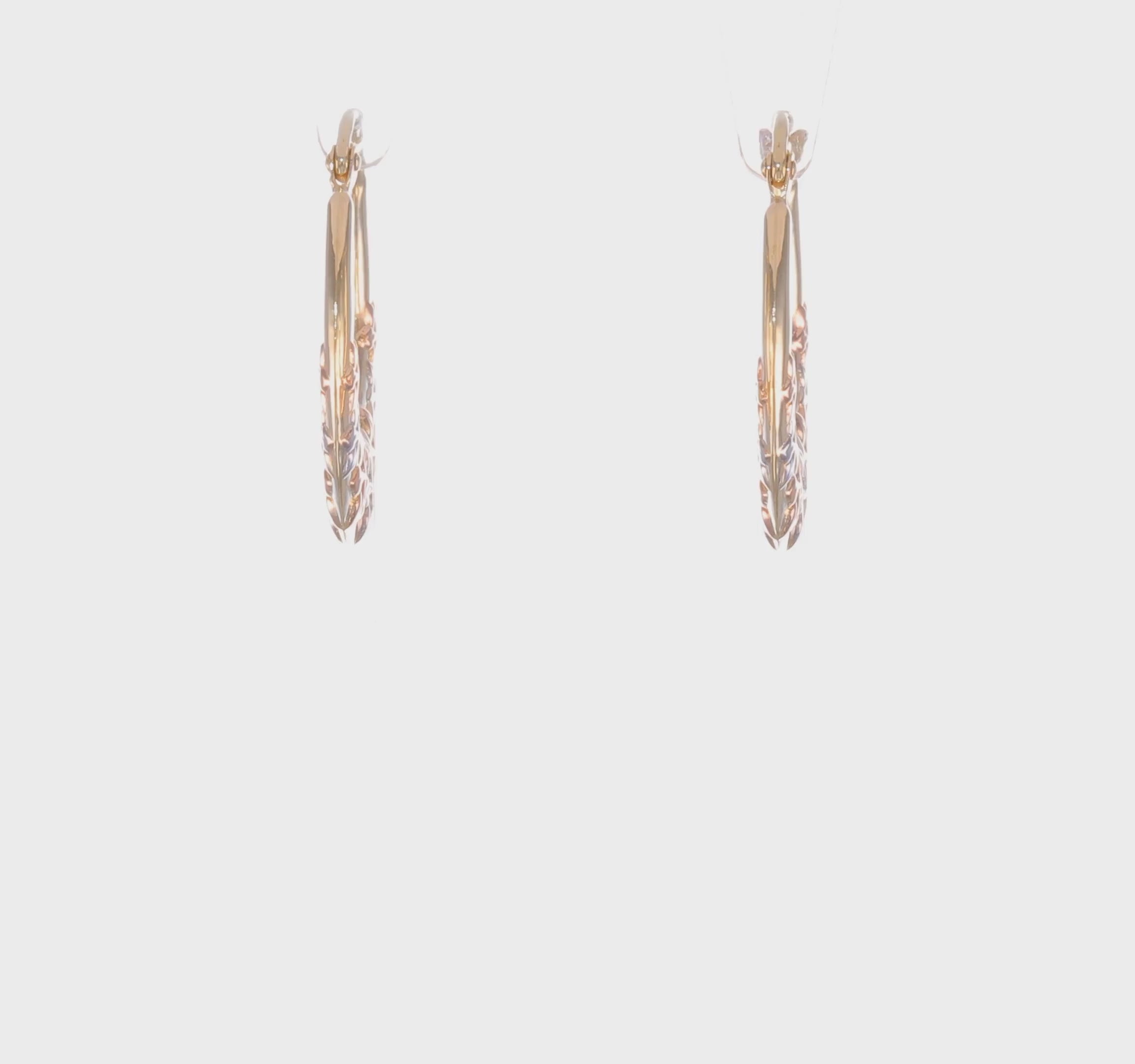 14K and White And Rose Gold Flower Hoop Earrings