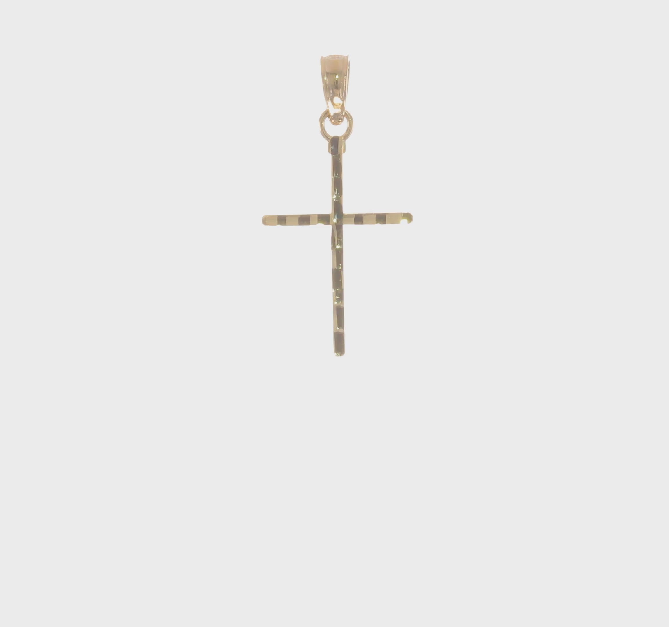 14K Real Yellow Gold Polished Cross Charm Pendant