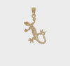 14k Yellow Gold Diamond Cut Gecko Lizard Pendant, 23x18mm