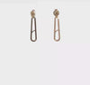 14K Yellow Gold Paperclip Dangle Earrings 27mm