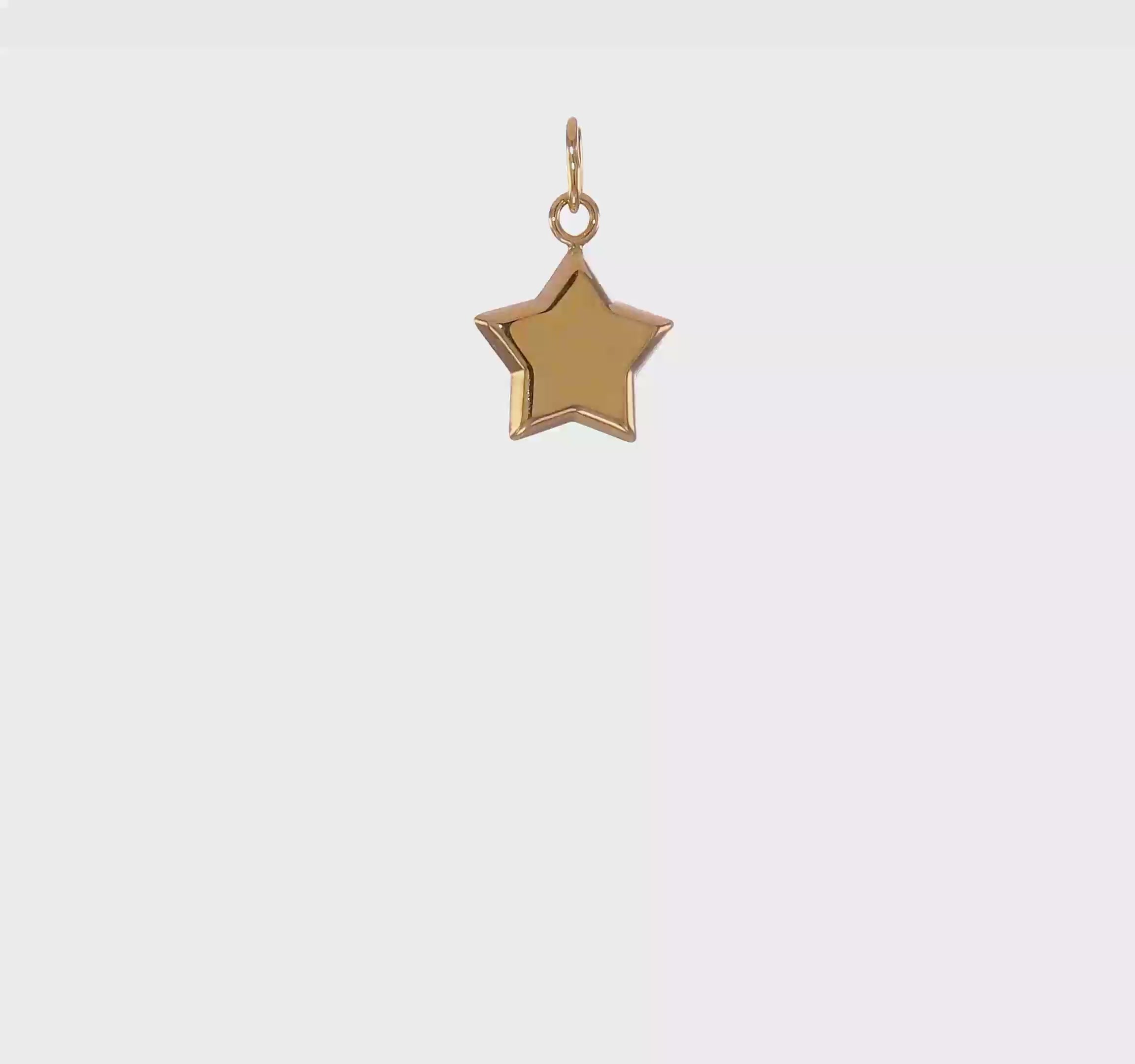 14k Yellow Gold Puffed Star Pendant, 18x11mm