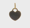 14K Yellow Gold Heart Pendant, Polished Disc Charm, 21x15mm