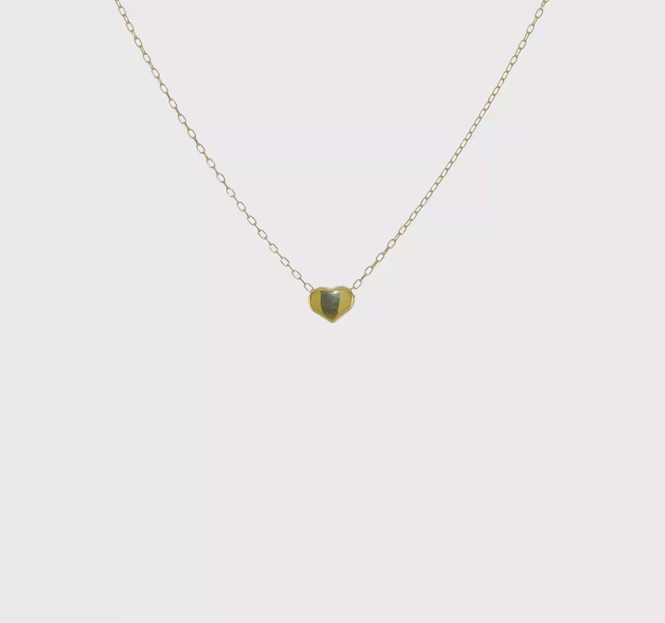 14k Yellow Gold Dainty Heart Pendant Chain Necklace, 16.5 inches