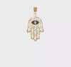 14K Yellow Gold and Enamel Filigree Hamsa Pendant, 30mm