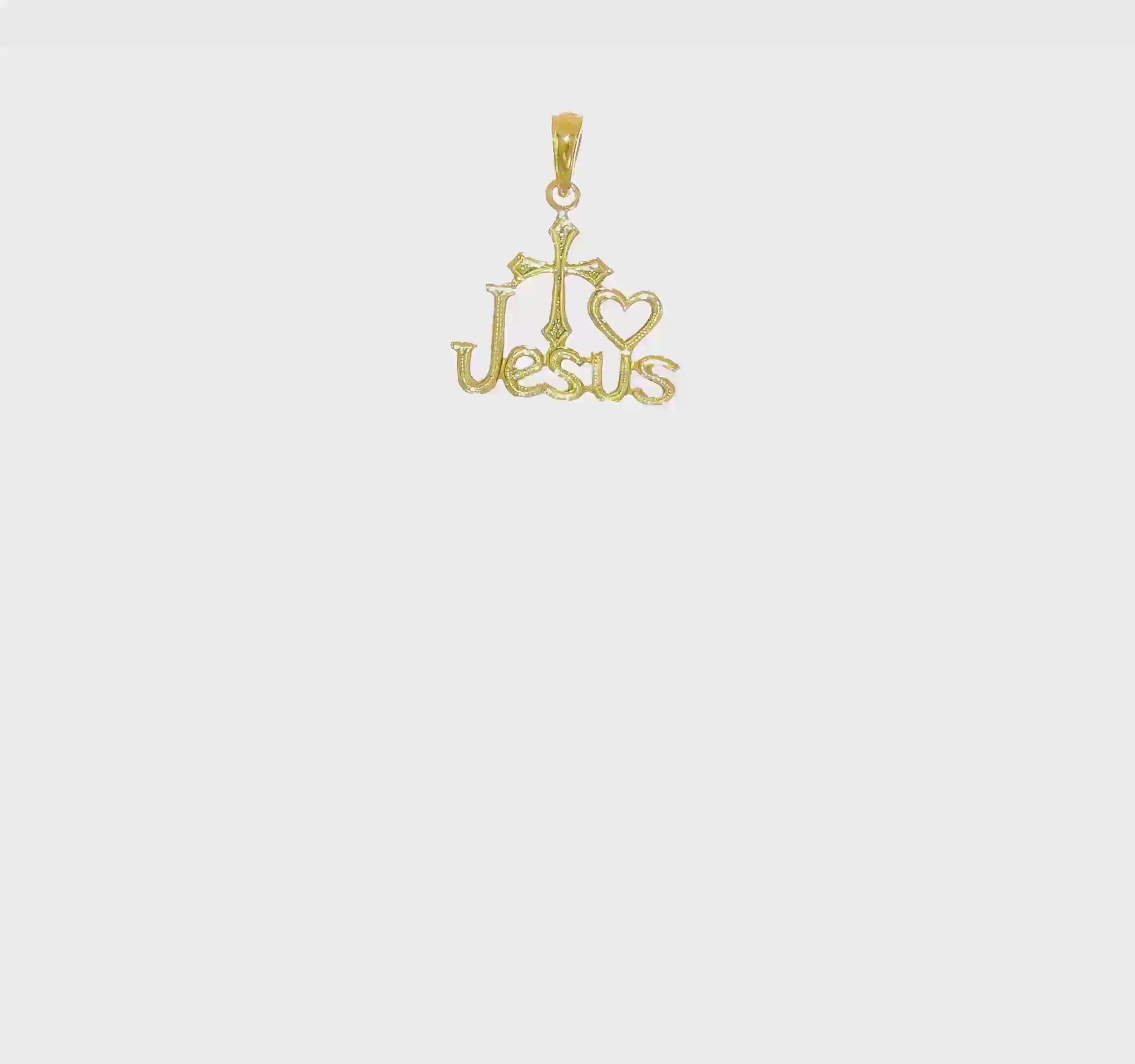 Jesus Cross and Heart Religious Pendant, 10K Yellow Gold, 17x14mm