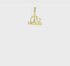 Jesus Cross and Heart Religious Pendant, 10K Yellow Gold, 17x14mm