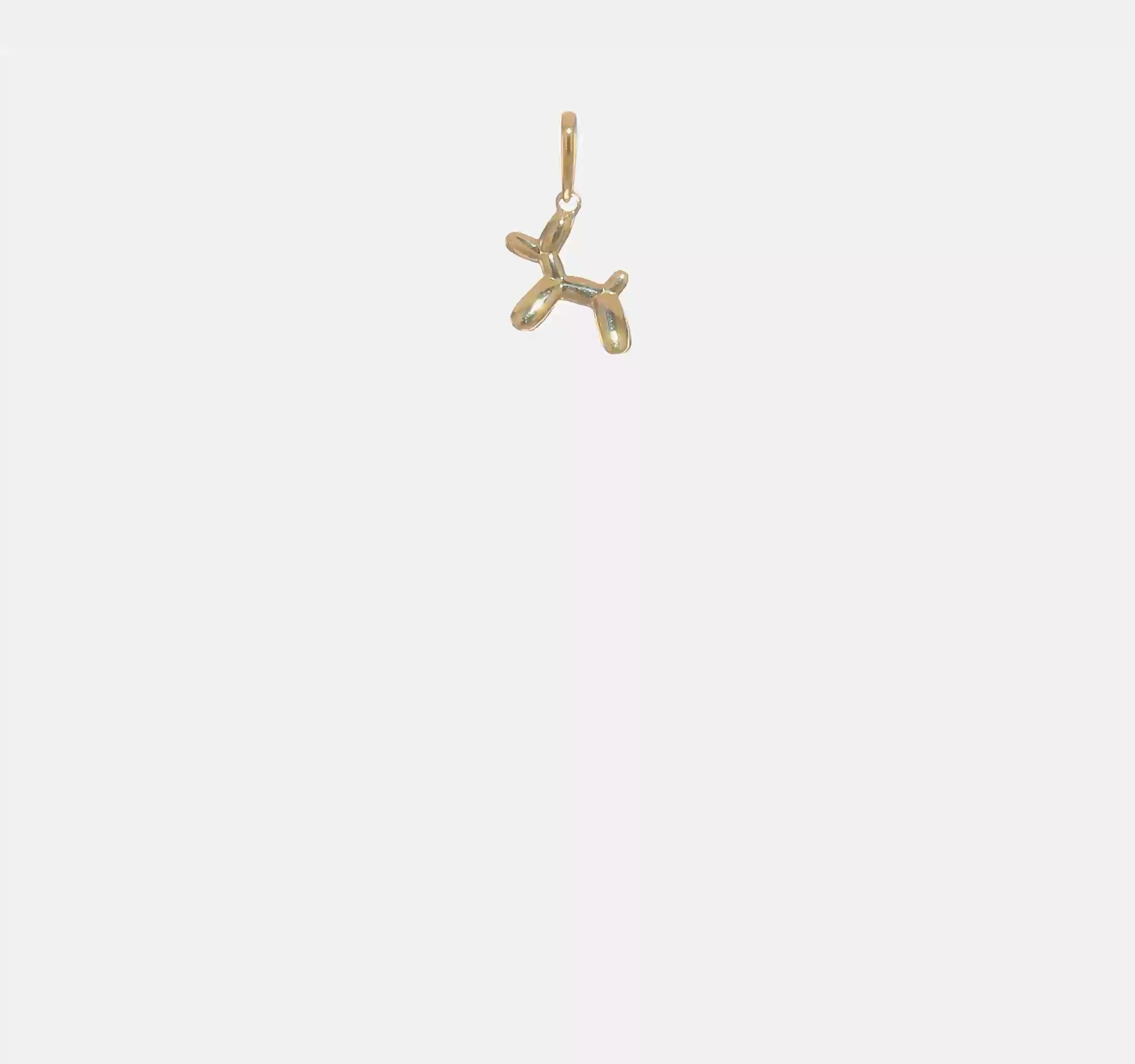 14K Yellow Gold 3D Balloon Puppy Pendant Charm, 15x11mm
