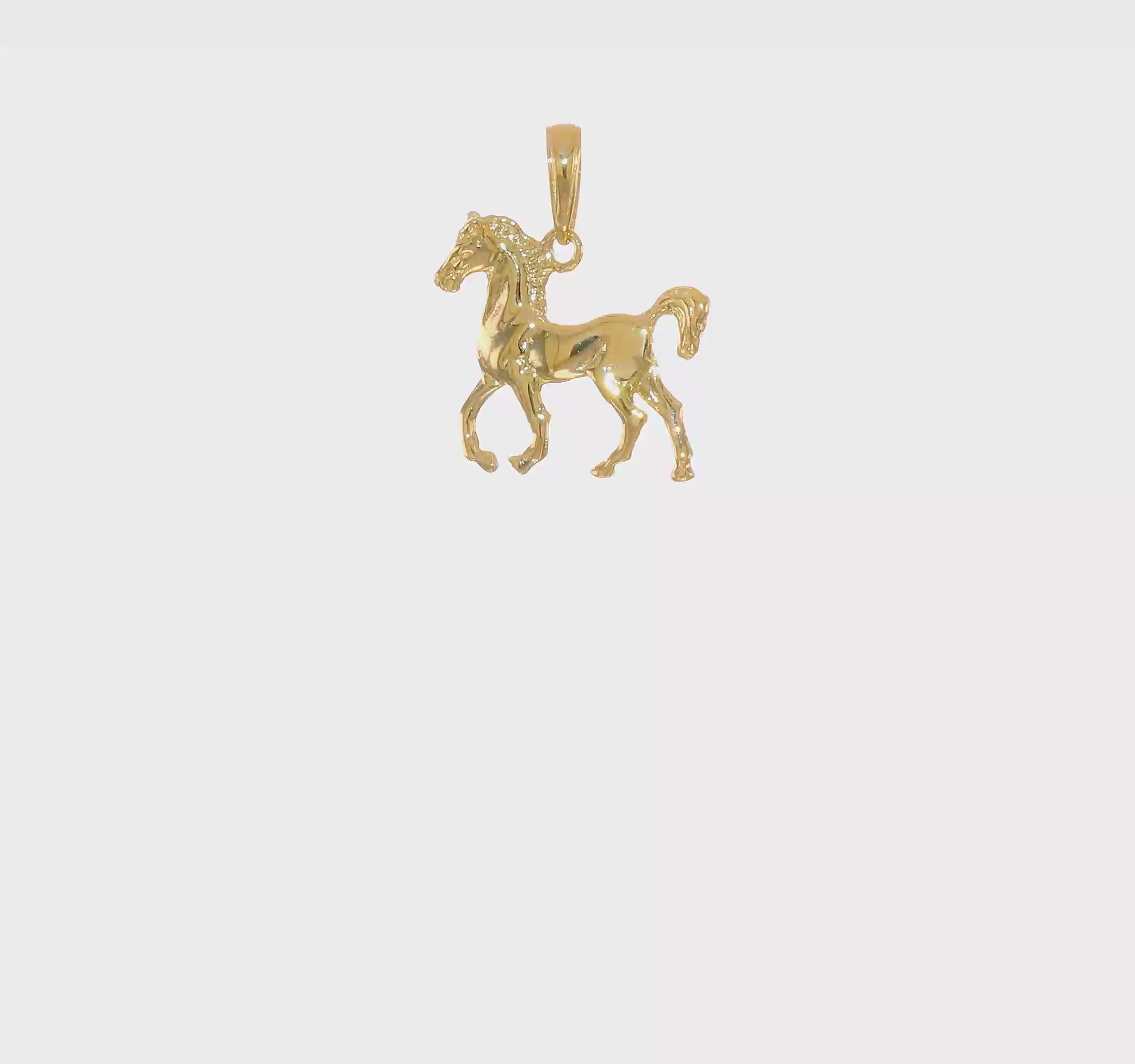 14k Yellow Gold Standing Horse Pendant, 22x20mm