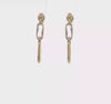 14k Two-Tone Yellow Gold Polished Fancy Long Link Dangle Post Earrings 28mm Length