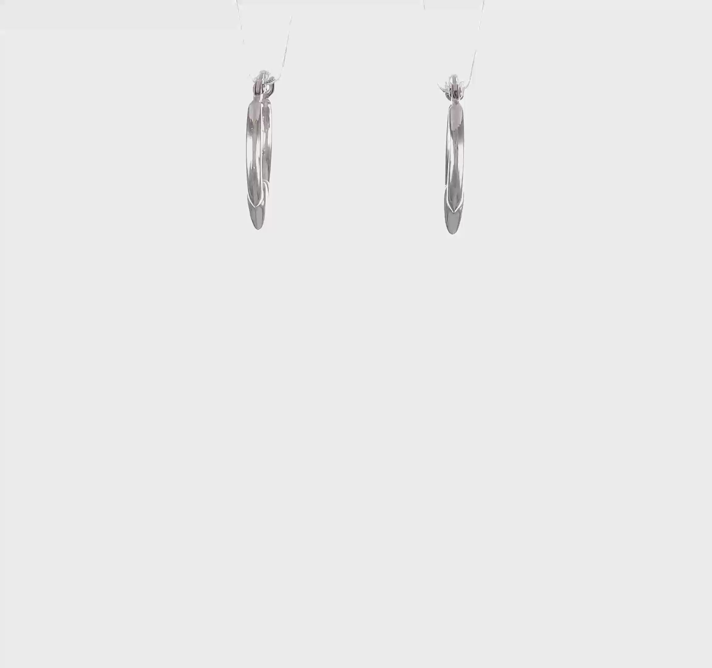 14k White Gold Heart Hoop Earrings, 17x14mm, Classic Design