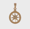 14k Yellow Gold Diamond-cut Compass Pendant, 22mm