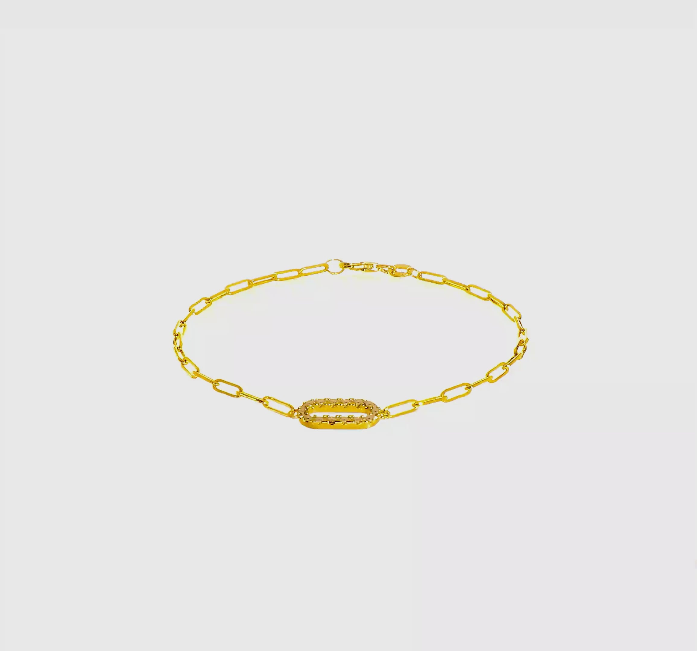 14K Yellow Gold Paperclip Diamond Cut Bracelet 7 Inch
