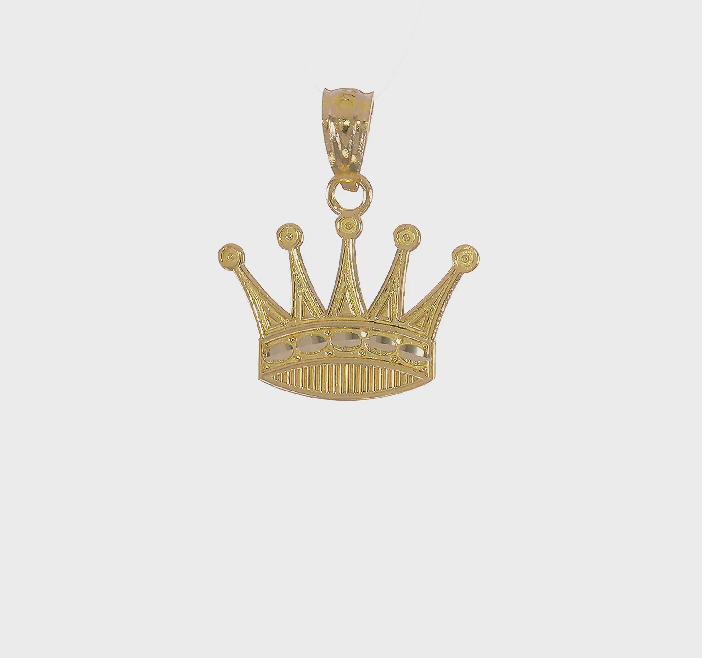 14k Real Yellow Gold Crown Pendant, 15x15mm