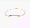 14K Yellow Gold Medical Red Enamel Figaro ID Bracelet