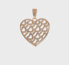 14K Gold Diamond Cut Heart Pattern With Heart Charms, 23x20mm