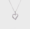 Sterling Silver Heart Pendant Necklace with CZ Stones, 18 inch Chain