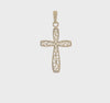 Real Gold Cross with Filigree Center Charm Pendant, 24x14mm