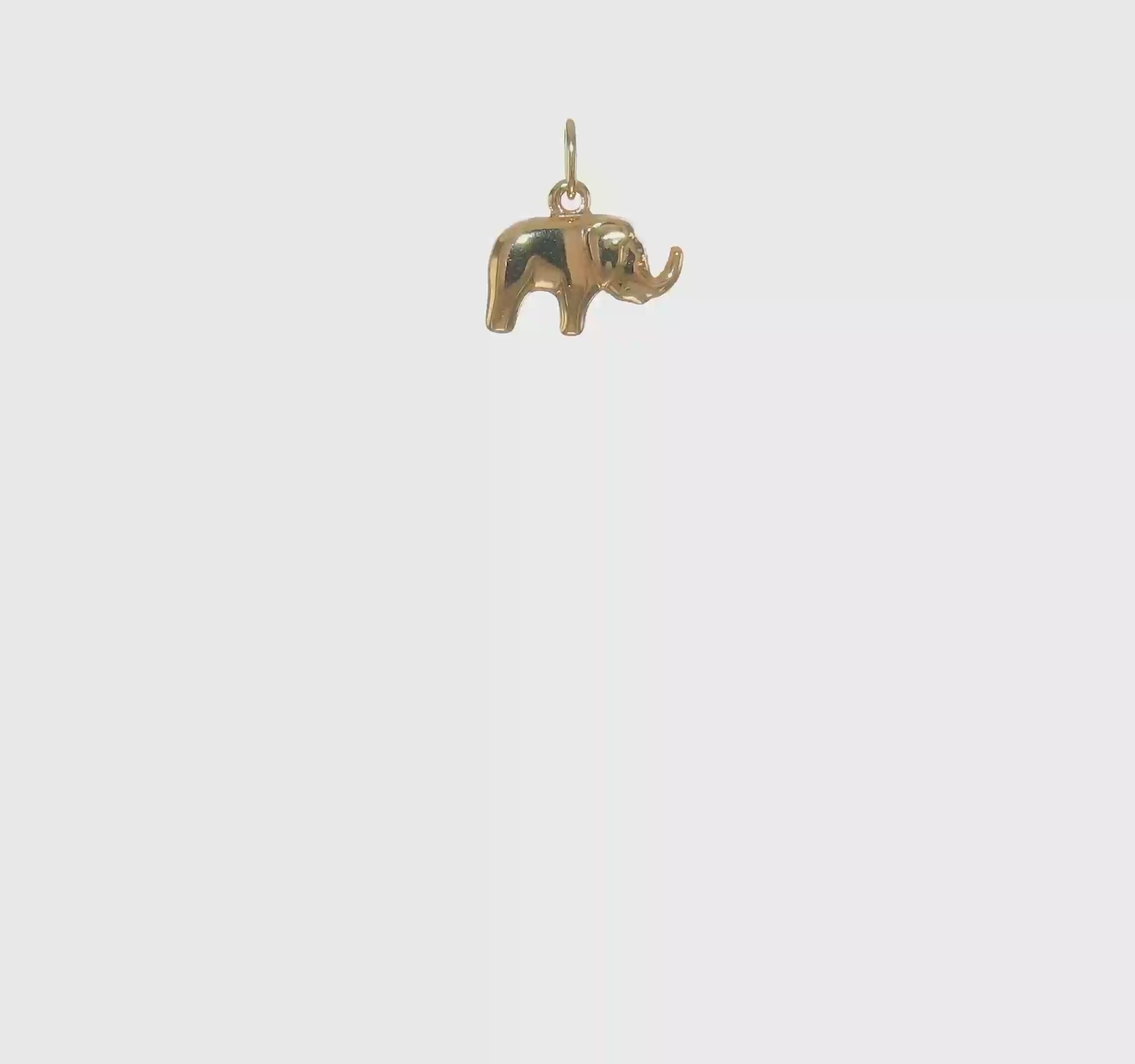 14K Yellow Gold Elephant Charm Pendant, Small Animal Jewelry, 15x13mm
