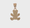 14k Solid Yellow Gold Teddy Bear Pendant, 20x12mm