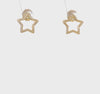 14k Yellow Gold High Polished Open Star Stud Post Earrings,9x9mm
