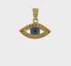 14K Yellow Gold Evil Eye Pendant with CZ Stones and Enamel