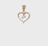 10K Yellow Gold CZ Heart Pendant Charm, 11x10mm