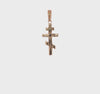 14k Real Solid Yellow Gold Eastern Orthodox Cross Pendant, 27x11mm