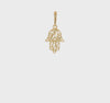 14k Yellow Gold Filigree Hamsa Hand Pendant Charm, 11x8mm