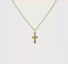 10k Tri-Color Gold Cross Pendant Necklace, 18 Inch Chain
