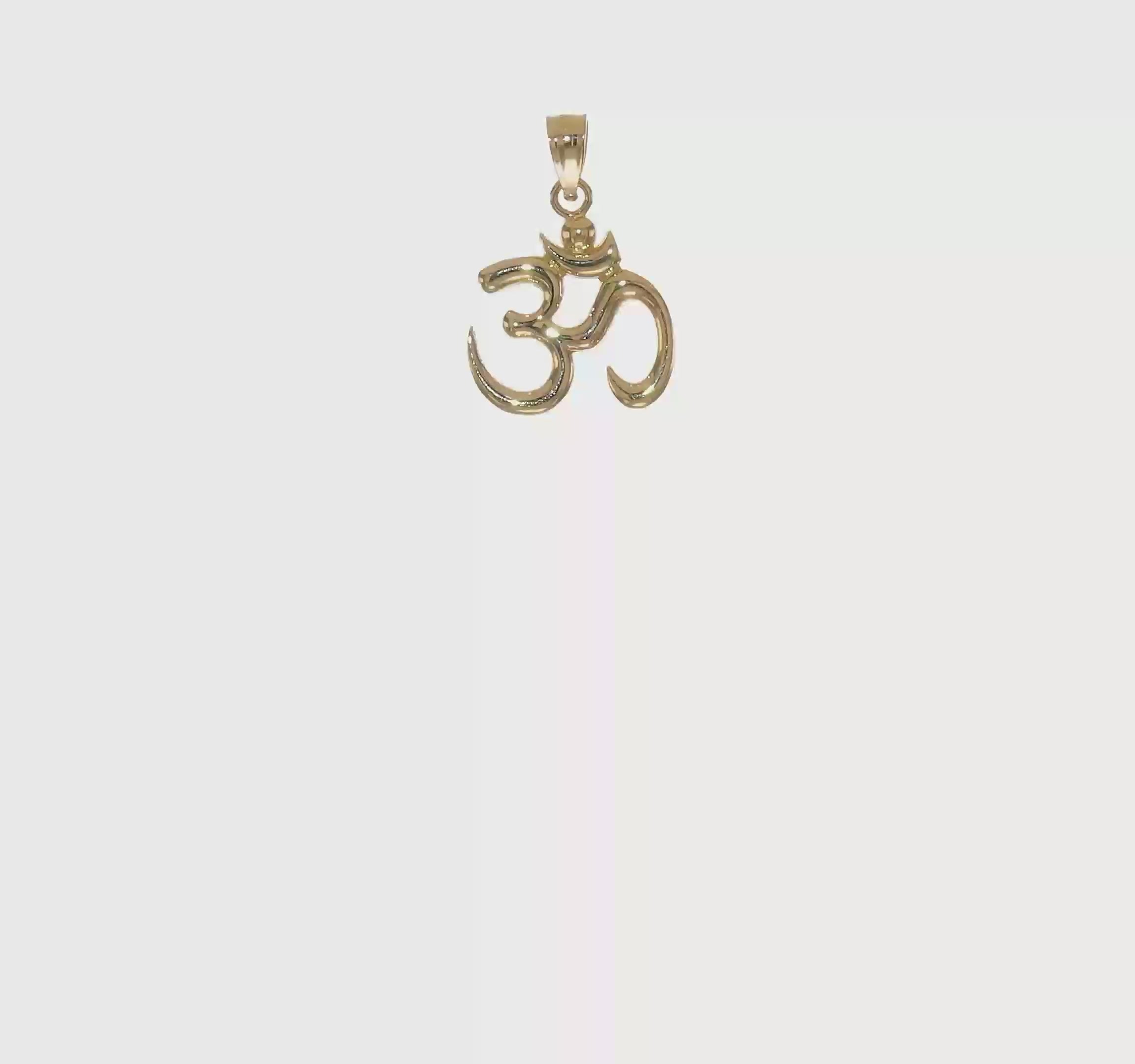 14k Yellow Gold Polished Om Symbol Pendant, 0.5 Inch Diameter