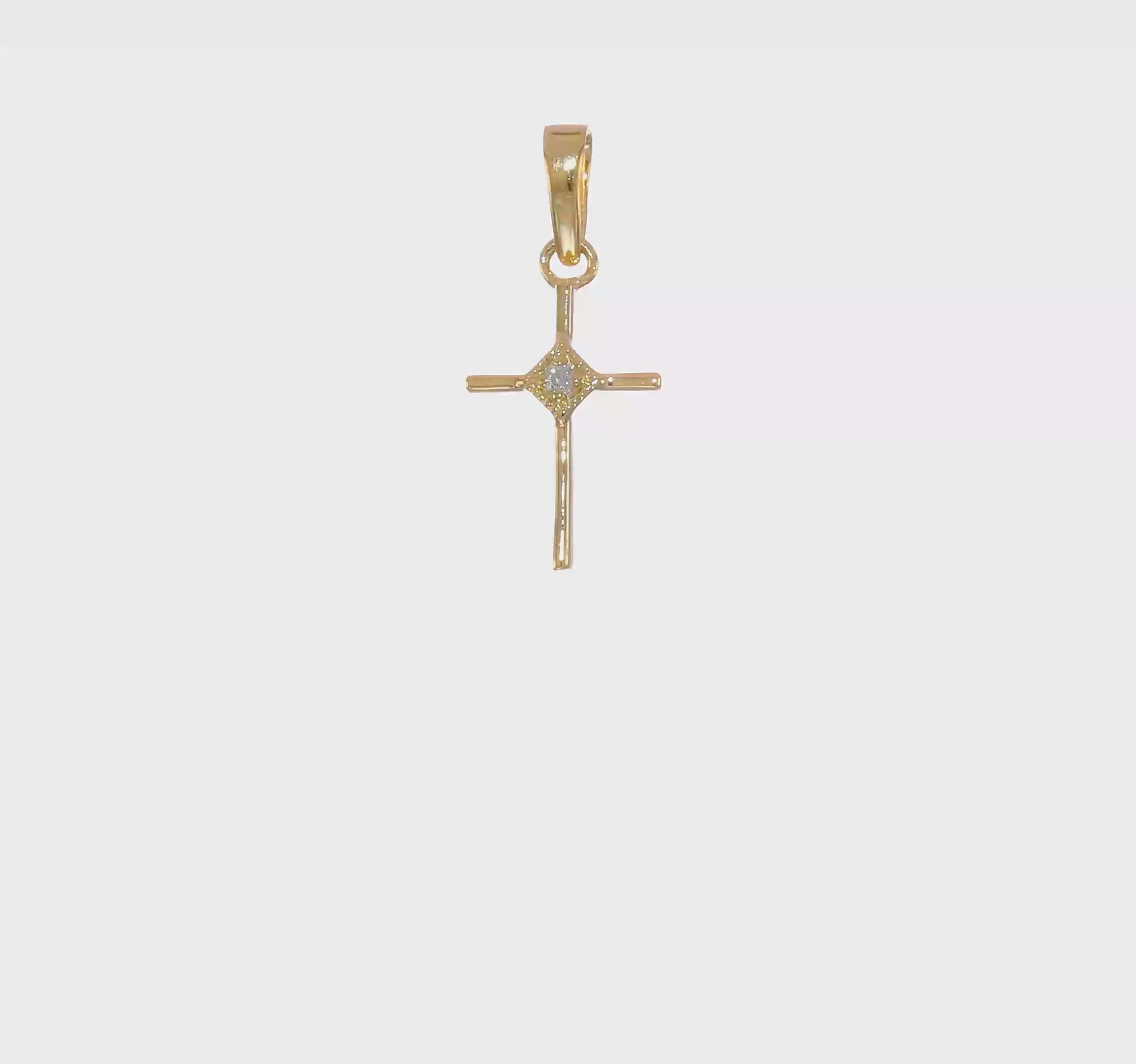 Real Solid Gold Diamond religious Cross Pendant, 20x8mm