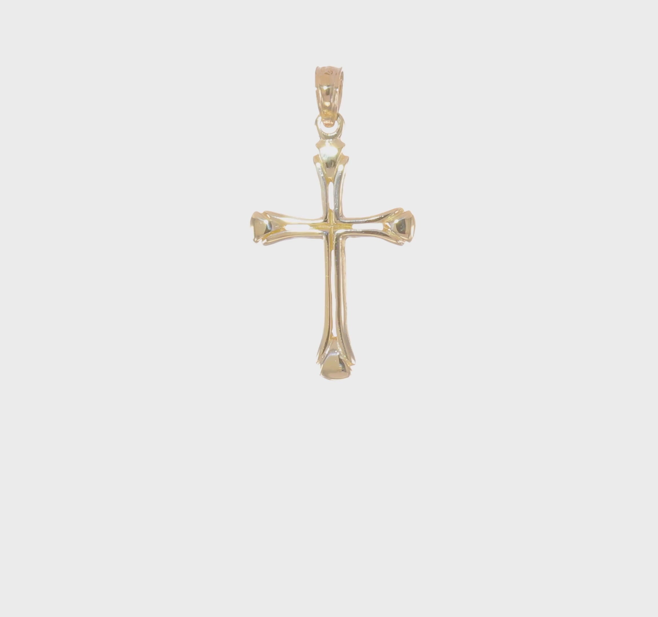 14K Real Solid Yellow Gold High Polished Unisex Cross Pendant,1 x 0.5 inches