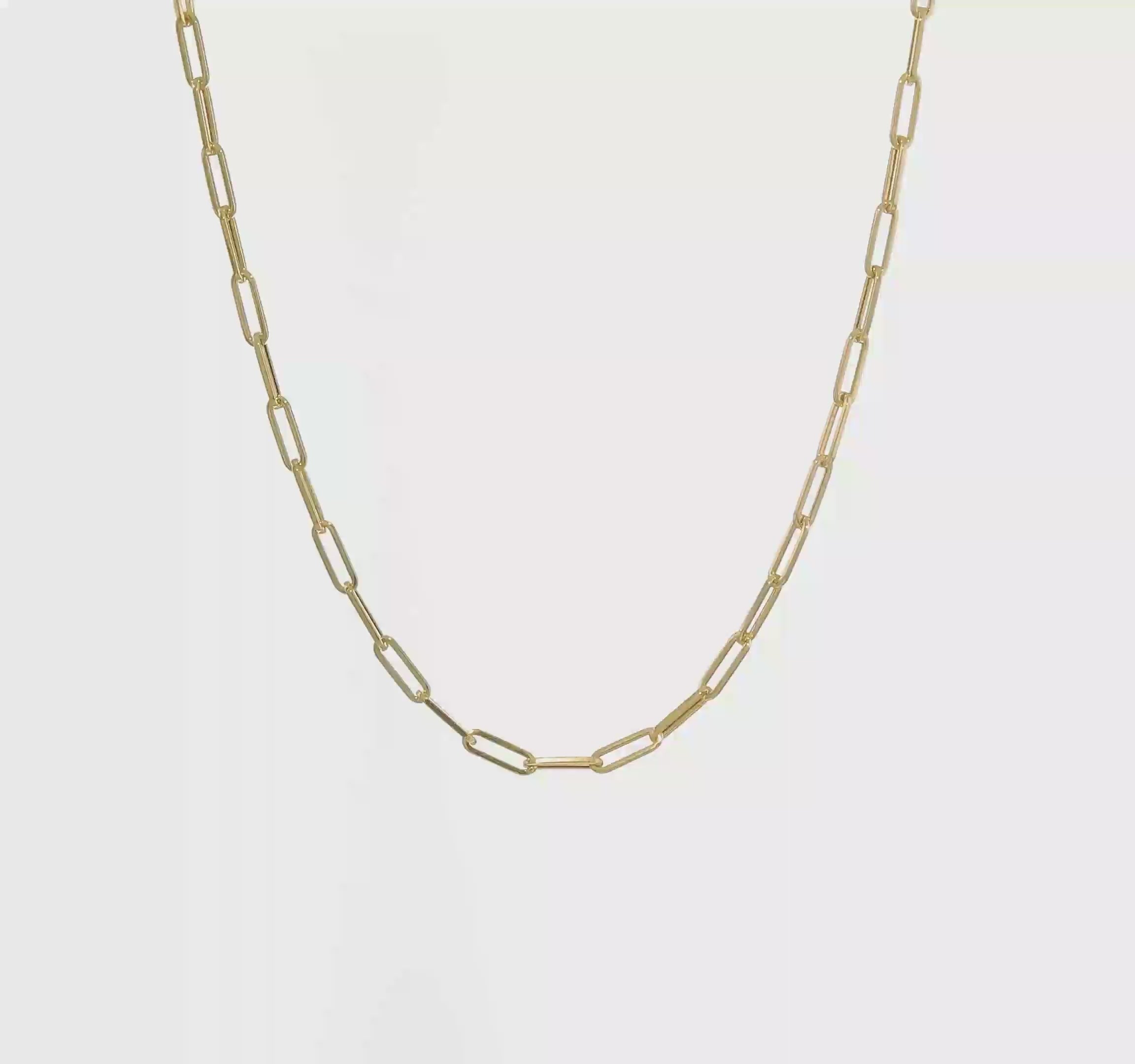 10k Yellow Gold Paperclip Chain Necklace, 3.2mm