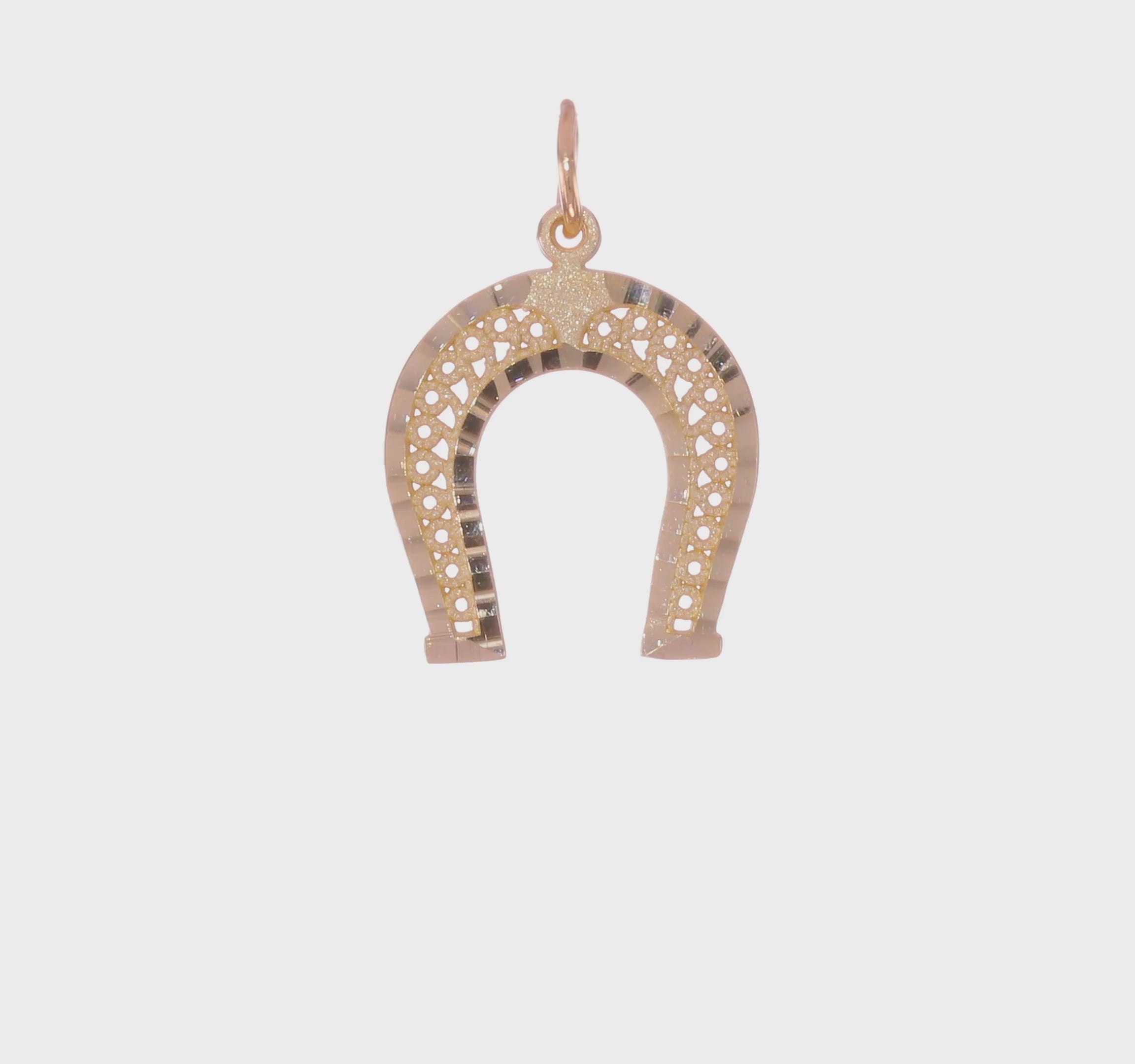 14k Yellow Gold Horseshoe Charm Pendant, 20x15mm