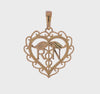 14k Yellow Gold RN Registered Nurse Heart Pendant, 18x18mm
