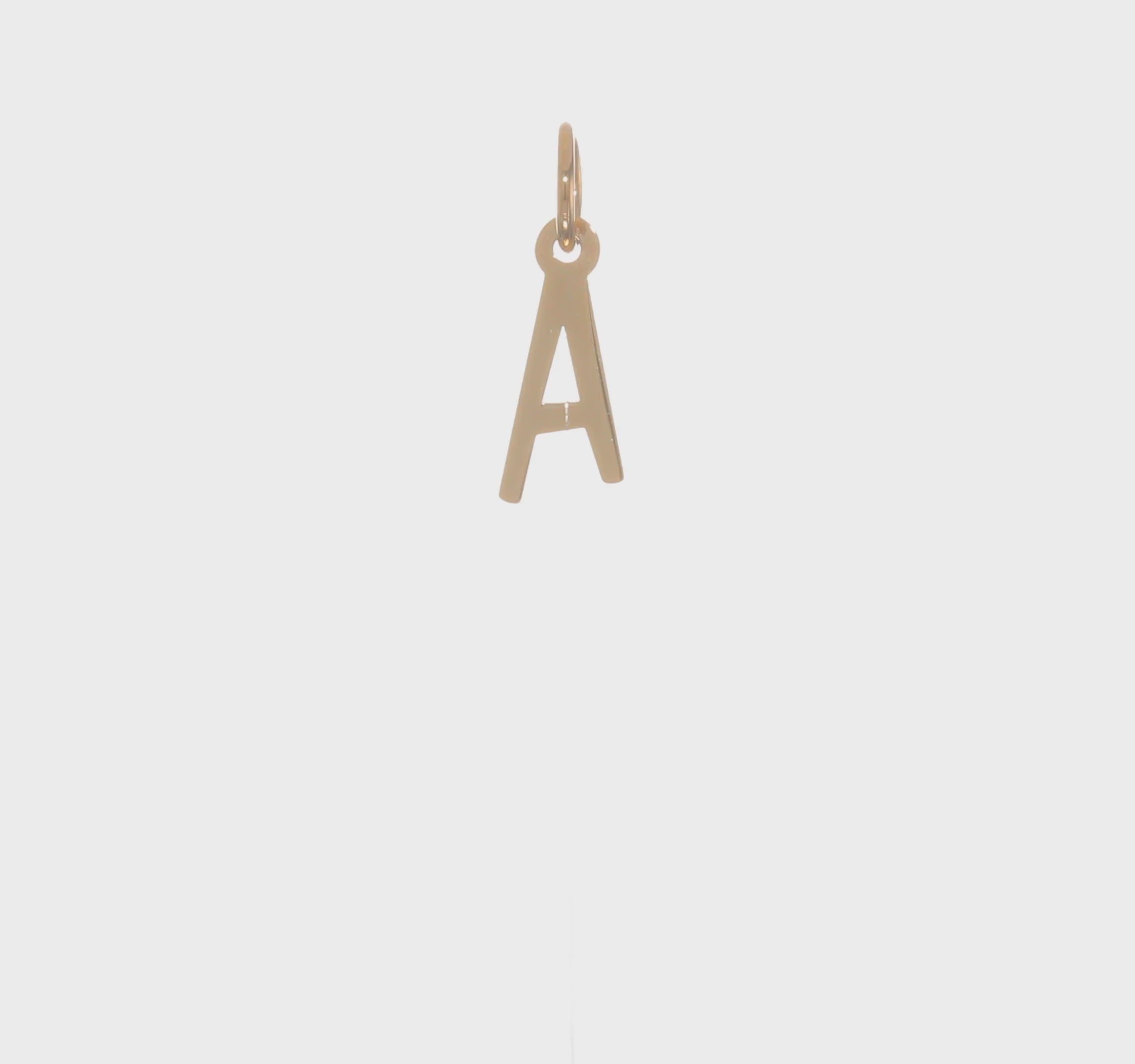 14K Yellow Gold Initial Letter Pendant Charm, Block Style, 13mm x 6mm