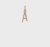 14K Yellow Gold Initial Letter Pendant Charm, Block Style, 13mm x 6mm