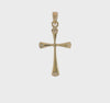 14k Yellow Gold Cross Pendant, High Polished Beveled Tips, 25x13mm