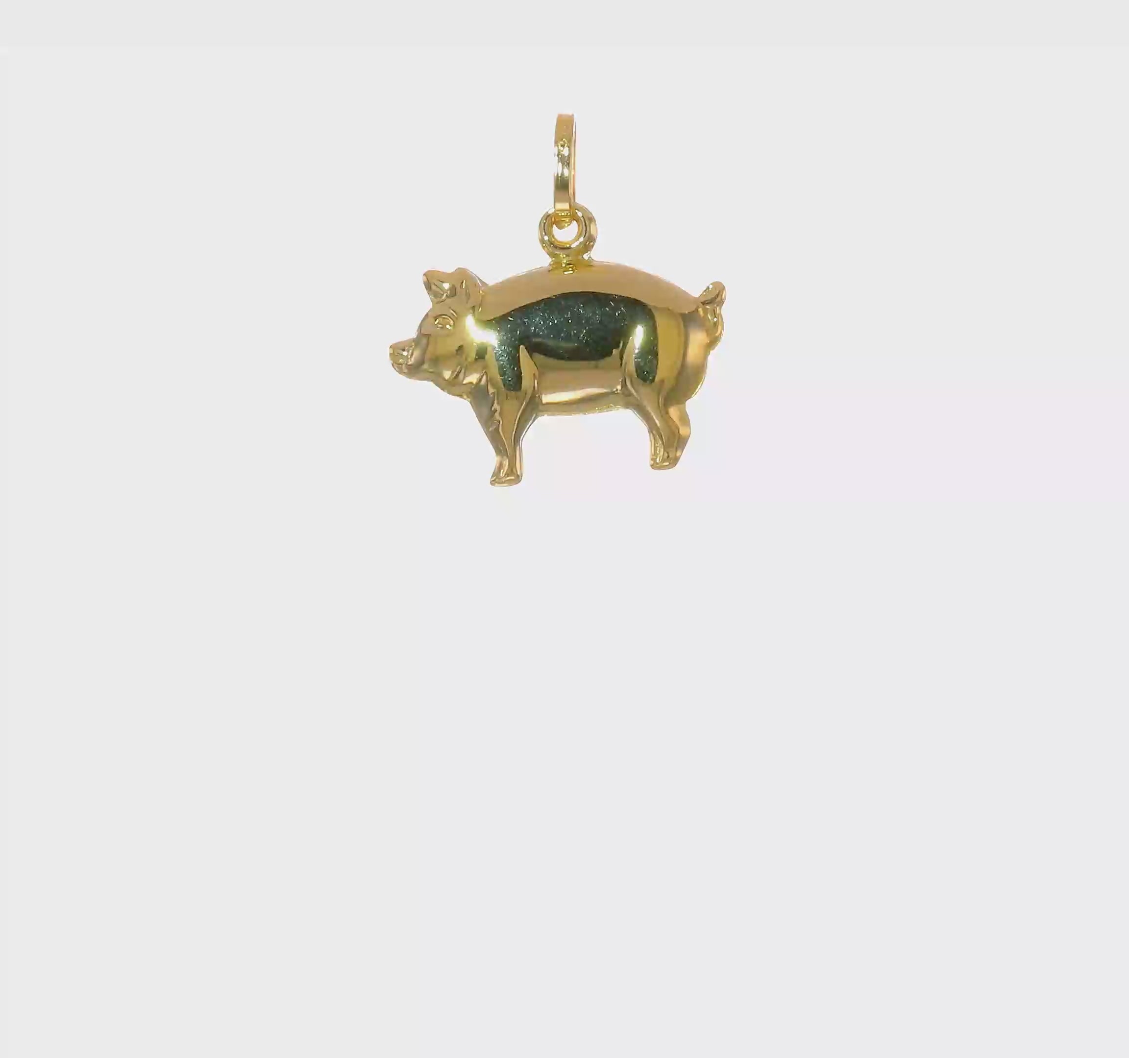 14k Yellow Gold Piggy Pendant, 16x16mm