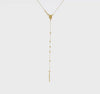 14K Yellow Gold Rosary Cross Pendant Necklace, Beaded Chain, 16.5 Inches