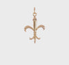 Real Solid Yellow and White Gold Polished Flue de lis Pendant Charm