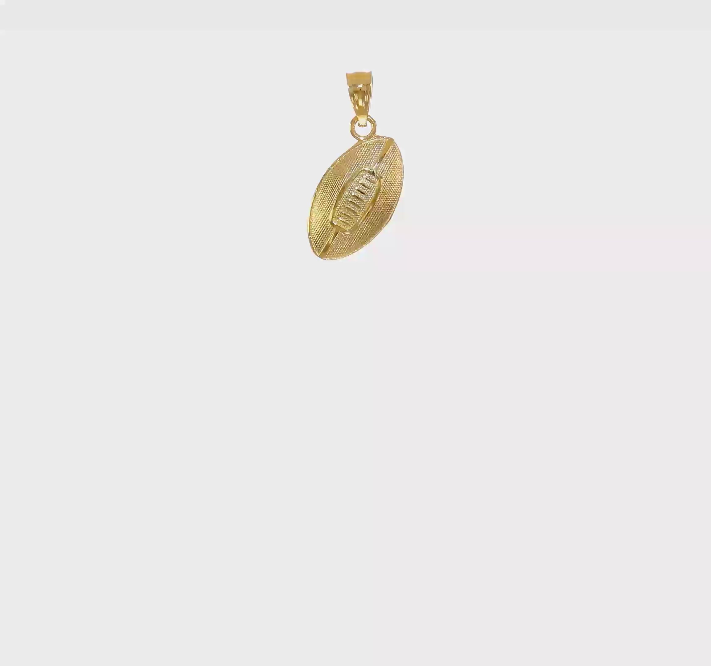 14k Yellow Gold Football Pendant, 19x12mm
