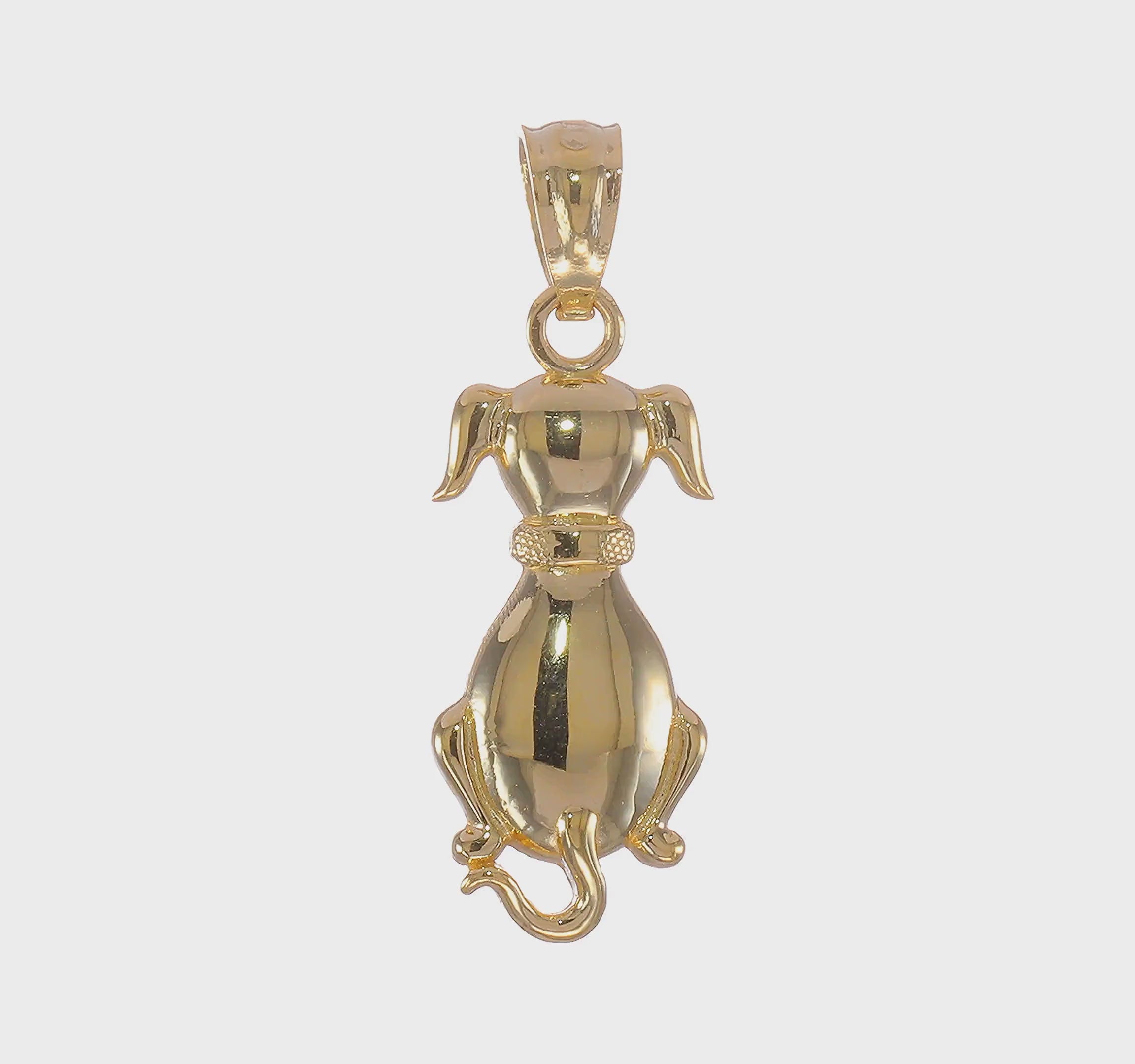 14k Yellow Gold Sitting Dog Charm Pendant, 24x8mm